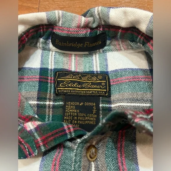Eddie Bauer Vintage 80s Bainbridge Flannel Mens Size Small - Picture 2 of 3